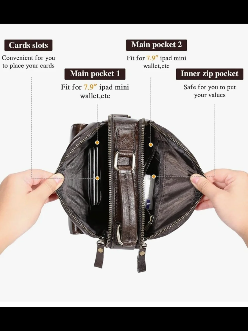 Wexier Brown Leatherette Messenger Bag for Men